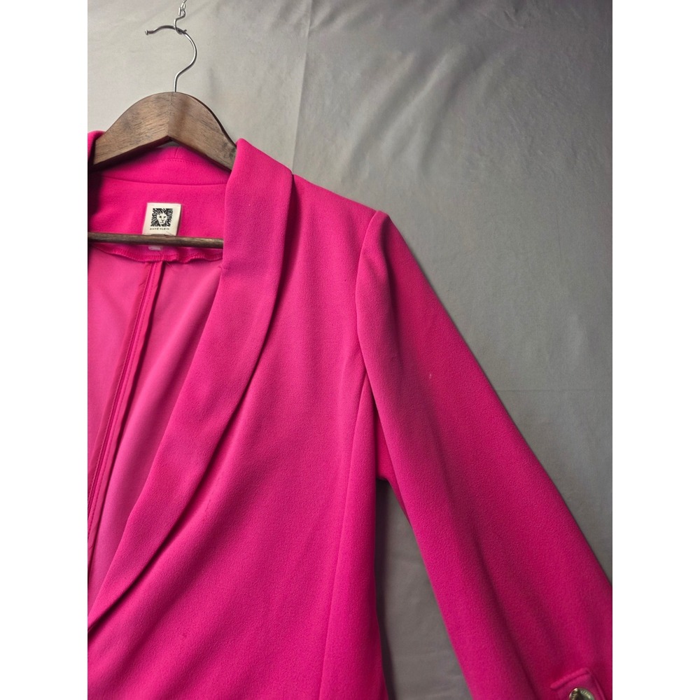 Anne Klein Womens Hot Pink Shawl Collar Open Front Blazer Size Small 3/4 Sleeve - Picture 6 of 12